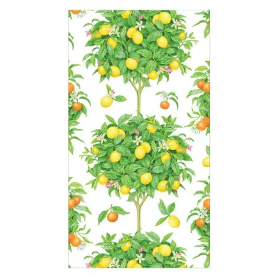 Citrus Topiaries White Guest Towel/Buffet Napkins, 15 Per Package