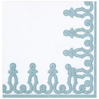 Dessin Passementerie Stone Blue Paper Linen Dinner Napkins, 12 Per Pack