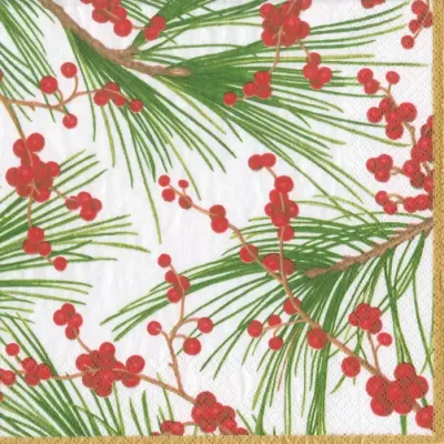 Berries And Pine Paper Luncheon Napkins, 20 Per Pack