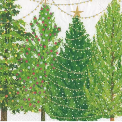 Christmas Trees With Lights Paper Luncheon Napkins, 20 Per Pack