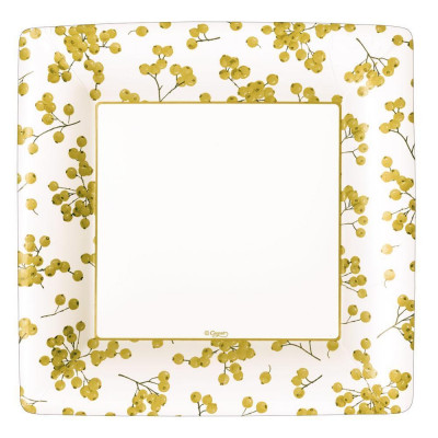 Berry Gathering Paper Dinner Plates Ivory & Gold, 8 Per Pack