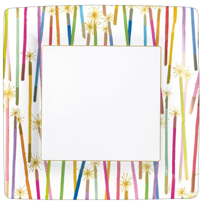 Party Candles Square Paper Dinner Plates, 8 Per Pack