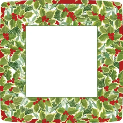 Holly And Mistletoe Square Paper Dinner Plates, 8 Per Pack