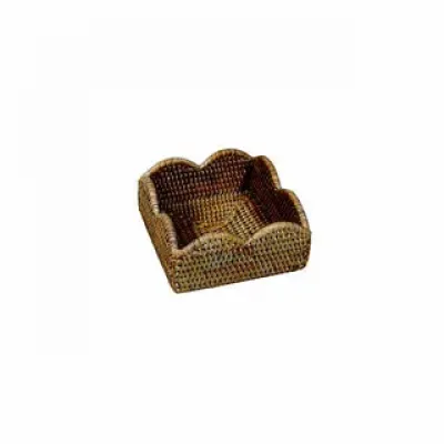 Rattan Scalloped Cocktail Napkin Holder Natural