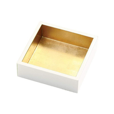 Lacquer Cocktail Napkin Holder Ivory & Gold