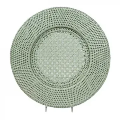 Rattan Round Charger Plate Green