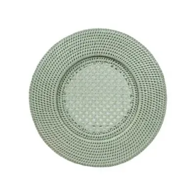 Rattan Round Charger Plate Green