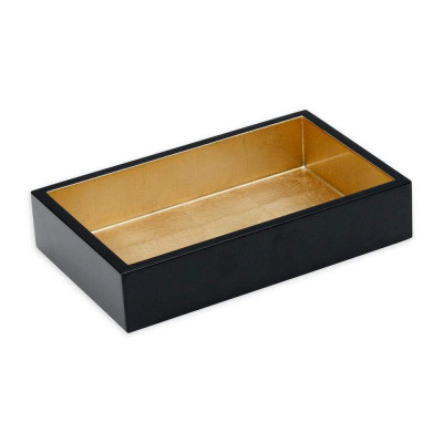 Lacquer Guest Towel/Buffet Napkin Holder Black & Gold