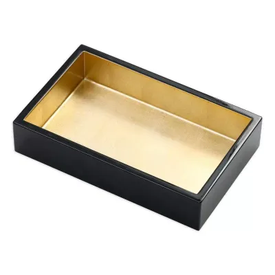 Lacquer Guest Towel/Buffet Napkin Holder Black & Gold