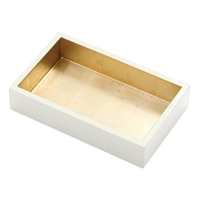 Lacquer Guest Towel/Buffet Napkin Holder Ivory & Gold