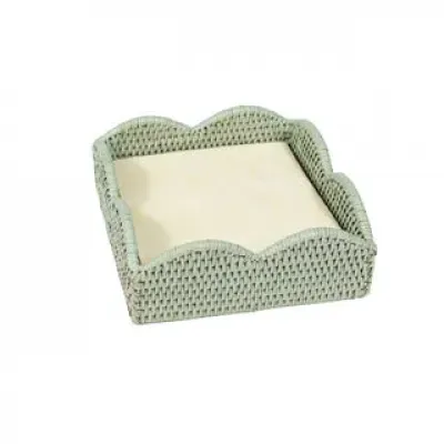 Rattan Scalloped Luncheon Napkin Holder Green