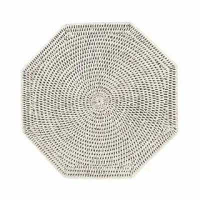 Rattan Octagonal Placemat Cream