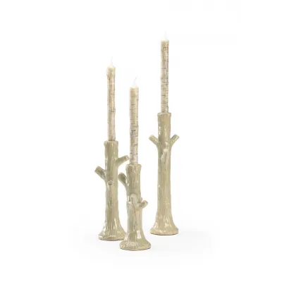 Faux Bois Candlesticks Green, Set of 3
