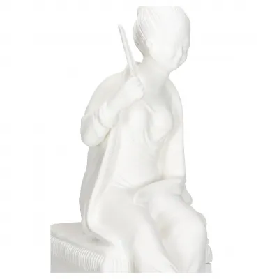 Chinoiserie Woman on Pedestal White