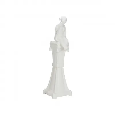 Chinoiserie Woman on Pedestal White