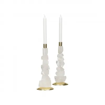 Rock Crystal Candlestands Pair