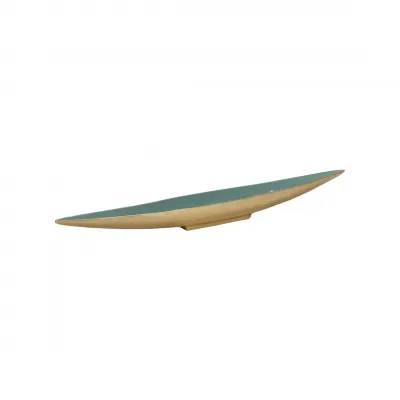 Elongated Green Enameled Bowl