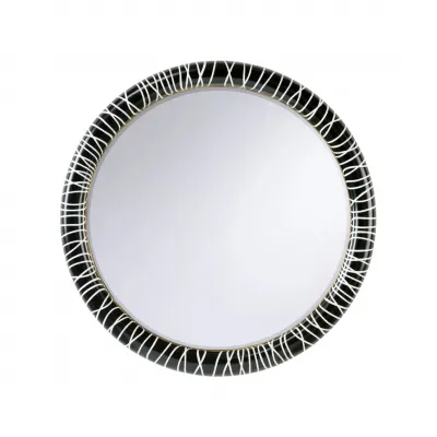 String Along Black Round Mirror