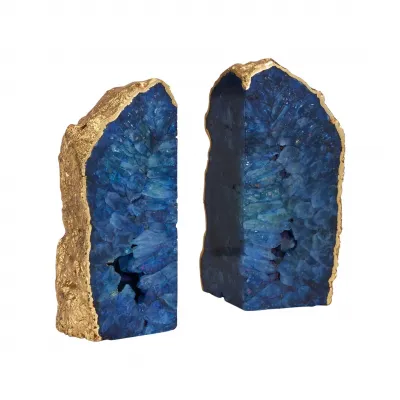 Blue Agate Bookend Pair