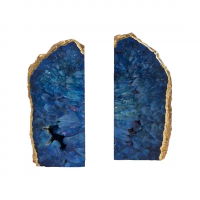Blue Agate Bookend Pair