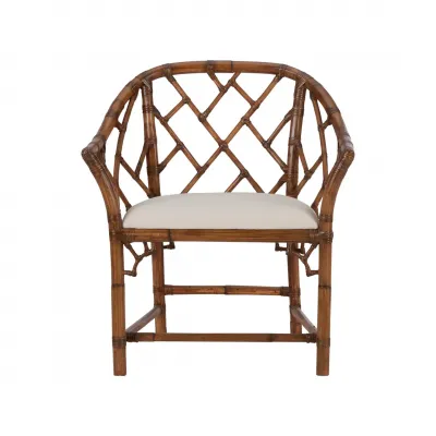 Chippendale Brown Bamboo Arm Chair