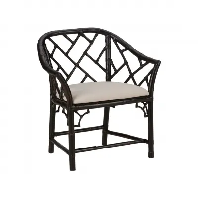 Chippendale Cracked Pepper Bamboo Arm Chair