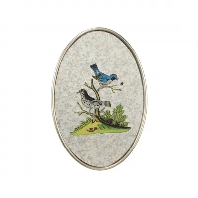Oval Antiqued Mirrored Bird-E