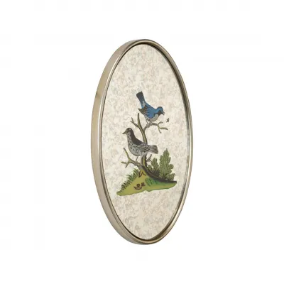 Oval Antiqued Mirrored Bird-E