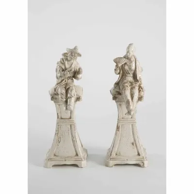 Chinese Figurines On Pedestal, Pair