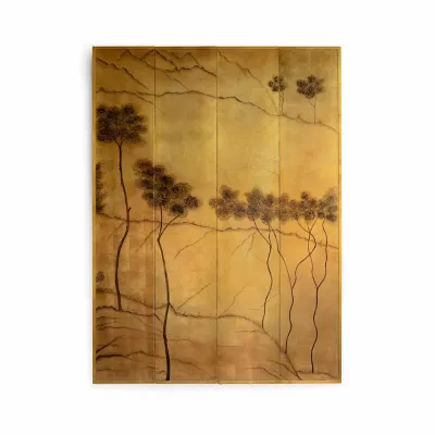 Landscape Panels Antique Gold Leaf on Wood