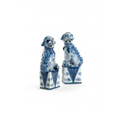 Blue And White Palace Dogs (Pair)