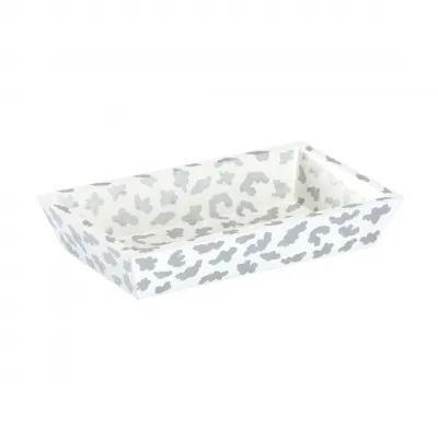 Leopard Towel Tray White/Silver