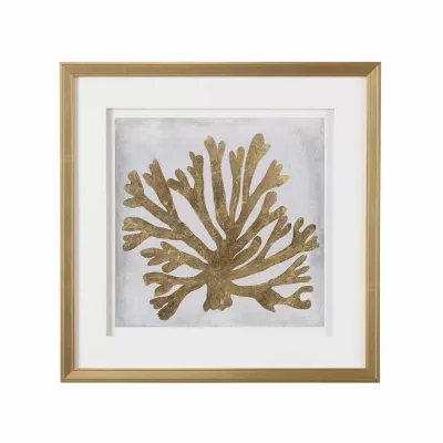 Gold Leaf Coral I Hand Embellished Gold Leaf Giclee Print