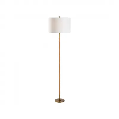 Amelia Aged Brass Rattan Floor Lamp