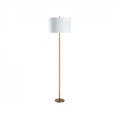 Amelia Aged Brass Rattan Floor Lamp