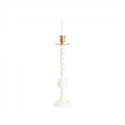 Solid Wood Barley Twist Candlestick-Castle White