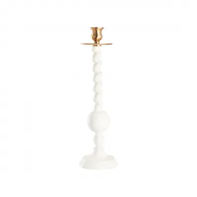 Solid Wood Barley Twist Candlestick-Castle White