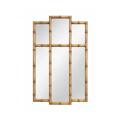 Bamboo Whitewashed Gold Mirror