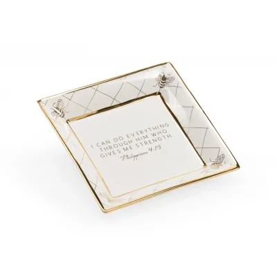 Square Bee Verse Plate Whit