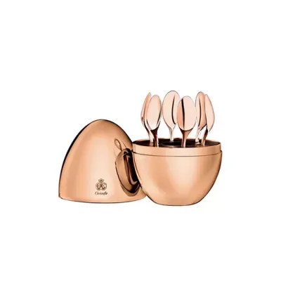 Mood by Christofle Set of 6 Espresso Spoons in Chest, 18kt Rose Gilded