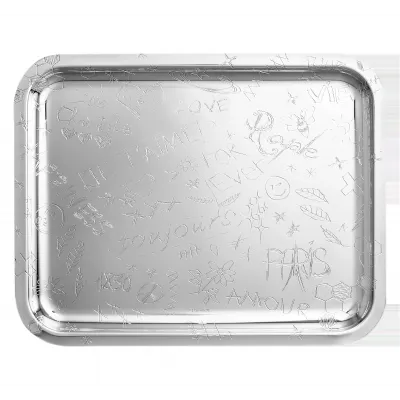 Graffiti Silverplated Tray 14"X11" (36X28 Cm)