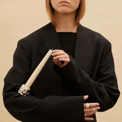 Babylone Silverplated/Wax Candle Holder With Candlestick