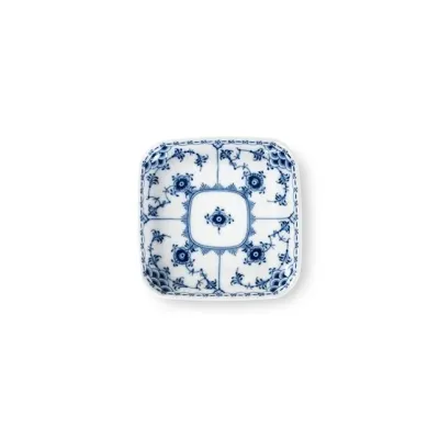 Blue Fluted Half Lace Square Plate, 10.5 cm