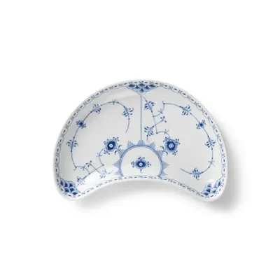 Blue Fluted Half Lace Half Moon Dish, 22 cm