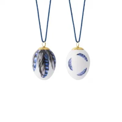 Spring Collection 2025 Egg, Eurasian Jay Feathers, 6 cm 2.36", 2 pcs