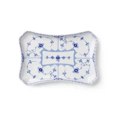 Blue Fluted Half Lace Dish, 24.5 cm