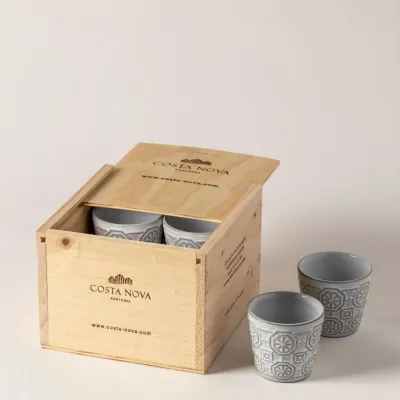 Grespresso Ecogres (World Of Coffee) White Vietnam Gift Box 8 Espresso Cups Box: 6 5/8" x 6 1/8" H4 1/2"