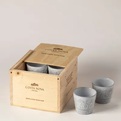 Grespresso Ecogres (World Of Coffee) White Kenya Gift Box 8 Espresso Cups Box: 6 5/8" x 6 1/8" H4 1/2"