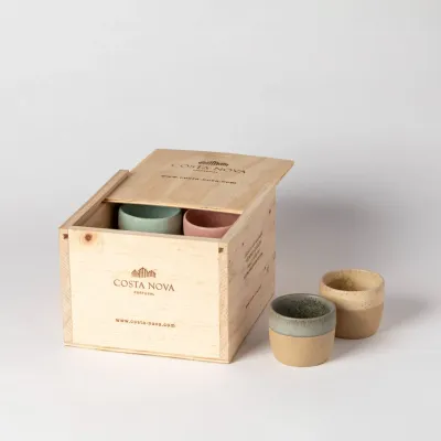 Arenito Multicolor Gift Box 8 Espresso Cups 3 1/2" x 3 1/2" H2 1/2"