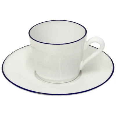 Beja White & Blue Tea Cup And Saucer 4.5'' x 3.5'' H2.75'' | 6 Oz. D6.5''